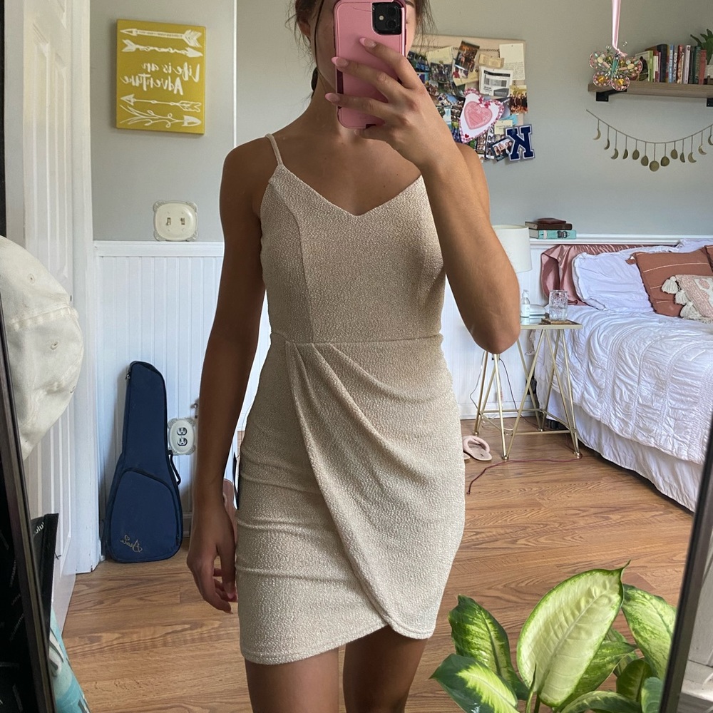 Lulus Glad You Came Dress in Gold NWT